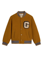 Giubbino per bambino Golden Goose Kids marrone con applicazione con logo GKP02479P002213 55215 GOLDEN GOOSE KIDS 