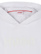 Felpa per bambino Hugo Kids bianca con cappuccio e logo G00446 10P Hugo KIDS 