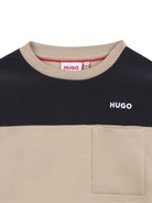 Felpa per bambino Hugo Kids beige con design color-block G00449 P90 Hugo KIDS 
