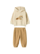 Set tuta sportiva per neonato Il Gufo beige con ricamo procione A25GDF0006M0107 1114 IL GUFO KIDS 