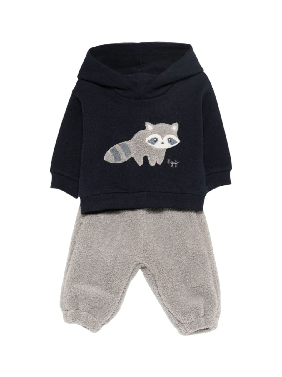 Set felpa e pantaloni per neonato Il Gufo multicolore con ricamo procione A25GDF0006M0107 4907 IL GUFO KIDS 