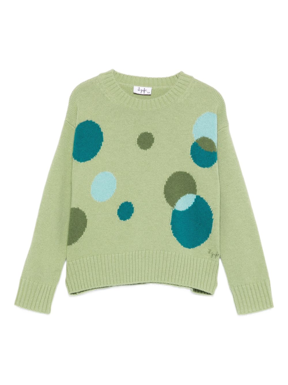 Maglione per bambina Il Gufo verde con fantasia a cerchi A25GMA0028EM220 517 IL GUFO KIDS 