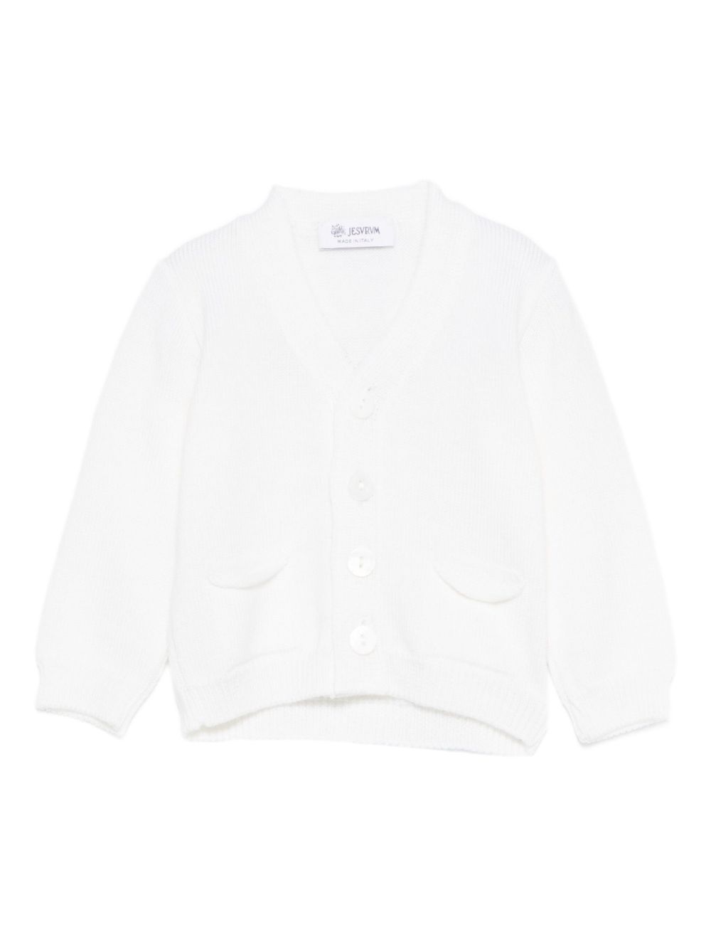Cardigan per neonato Jesurum Baby bianco con due tasche applicate sul davanti 090150 VAR.90 JESURUM KIDS 