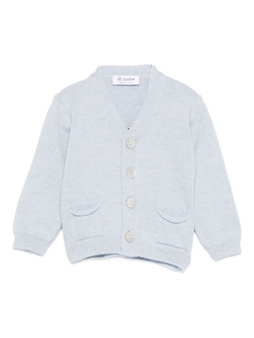 Cardigan per neonato Jesurum Baby azzurro con due tasche applicate sul davanti 090150 VAR.92 JESURUM KIDS 