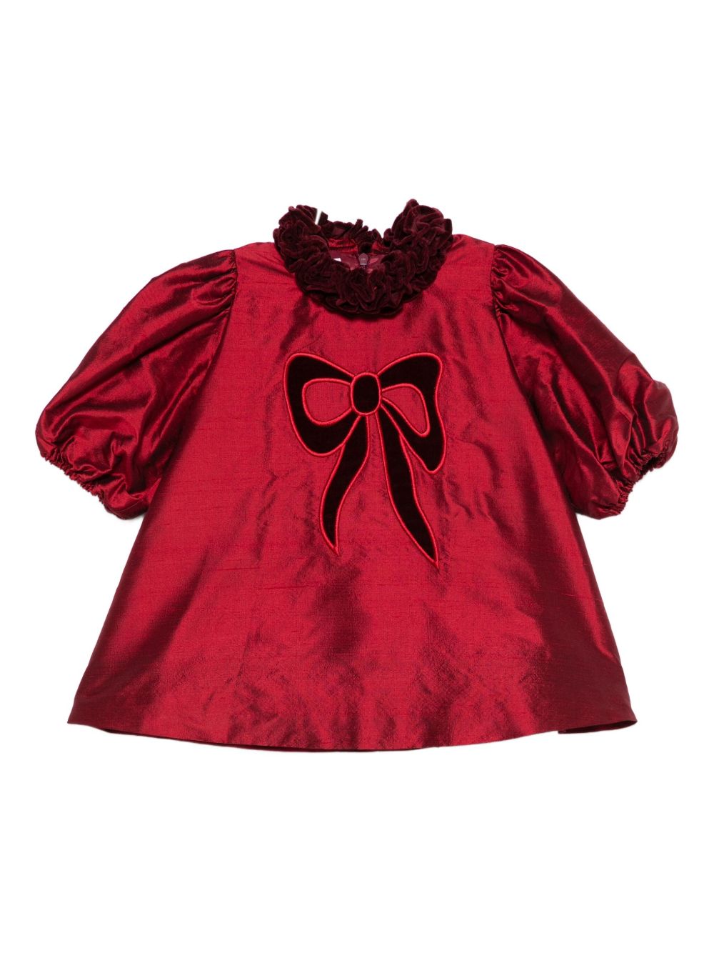Abito per neonata Jesurum rosso arricciato con fiocco ricamato TORMALINA VAR.0430 JESURUM KIDS 