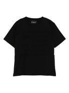 T-shirt per bambino John Richmond Junior nero con scritta in rilievo RBA25024TS BLACK JOHN RICHMOND KIDS 