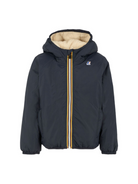 Giacca per bambino K Way Kids blu con cappuccio e fodera in pile K7142TW K89 K-WAY KIDS 