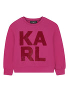 Felpa per bambina Karl Lagerfeld Kids fucsia con logo in paillettes Z30613 469 KARL LAGERFELD KIDS 