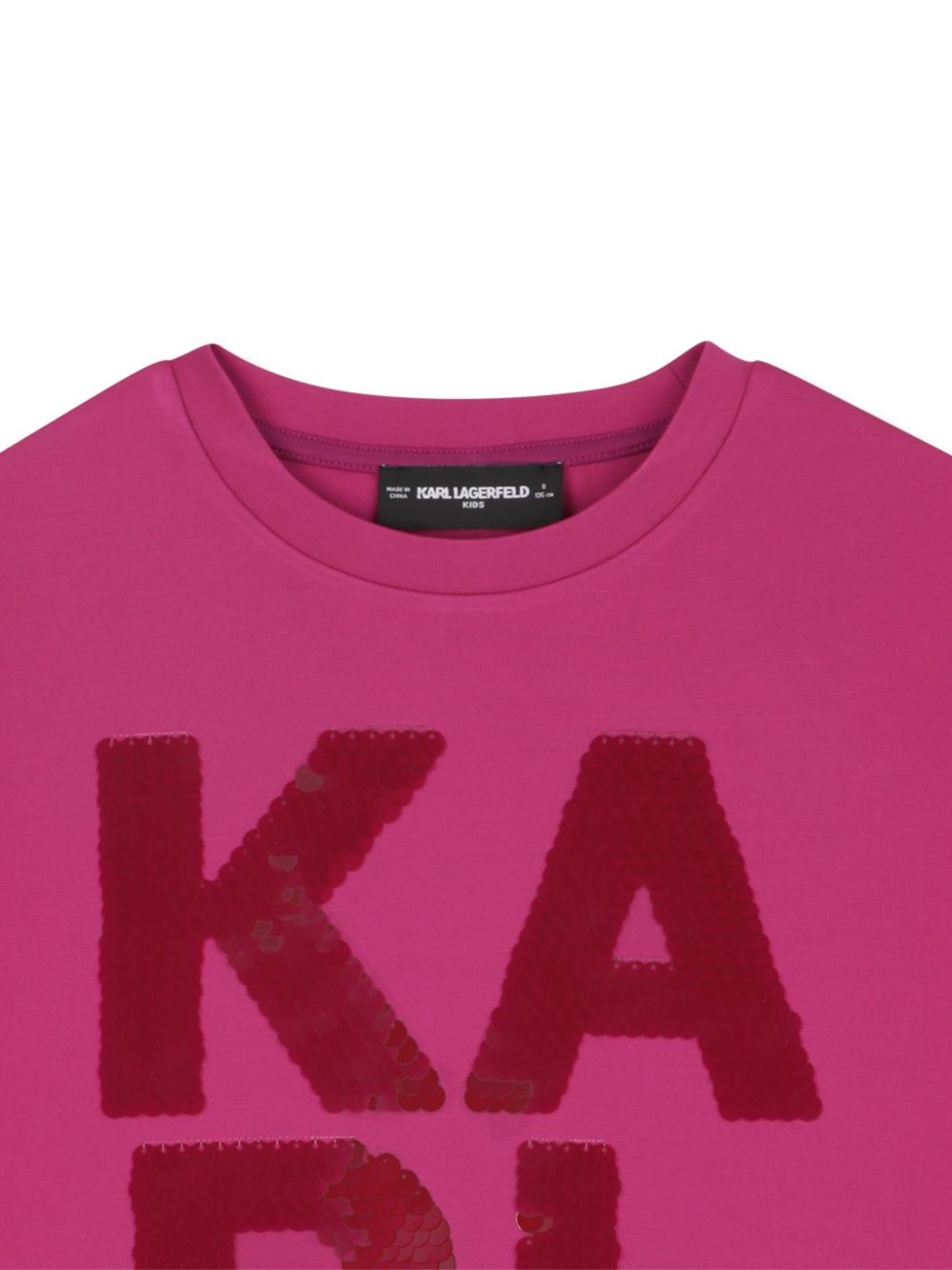 Felpa per bambina Karl Lagerfeld Kids fucsia con logo in paillettes Z30613 469 KARL LAGERFELD KIDS 