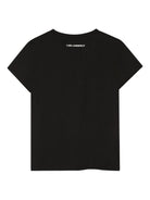 T-shirt per bambina Karl Lagerfeld Kids nero con stampa grafica con strass Z30945 09B KARL LAGERFELD KIDS 