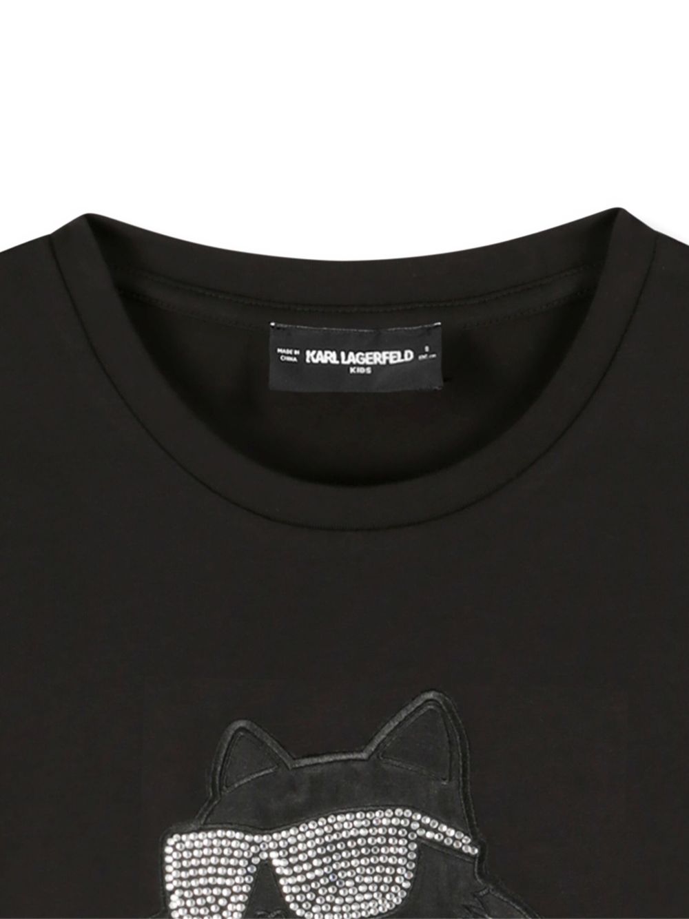 T-shirt per bambina Karl Lagerfeld Kids nero con stampa grafica con strass Z30945 09B KARL LAGERFELD KIDS 