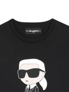 T-shirt per bambino Karl Lagerfeld Kids nera con stampa Ikonik Karl e dettagli con logo sulla pelle Z30953 09B KARL LAGERFELD KIDS 