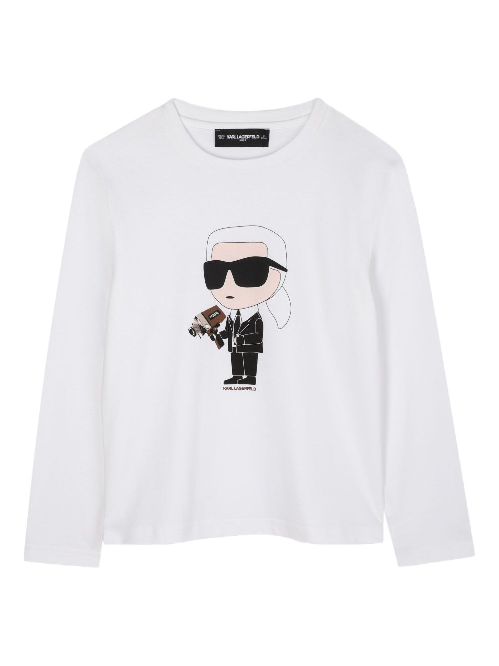 T-shirt per bambino Karl Lagerfeld Kids Ikonik Karl bianco a maniche lunghe Z30953 10P KARL LAGERFELD KIDS 