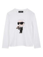 T-shirt per bambino Karl Lagerfeld Kids Ikonik Karl bianco a maniche lunghe Z30953 10P KARL LAGERFELD KIDS 