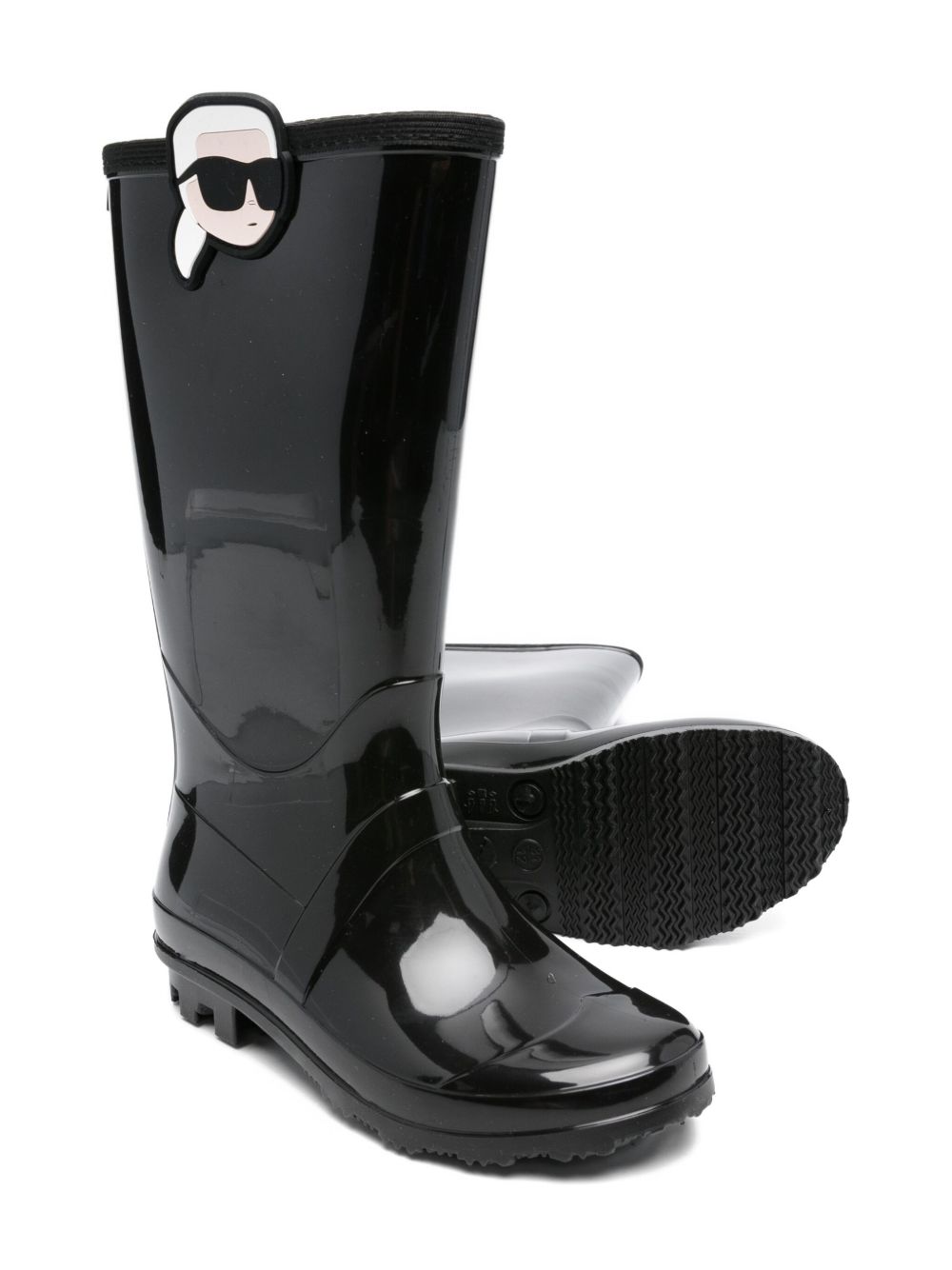 Stivali da pioggia per bambina Karl Lagerfeld Kids neri lucidi con logo Z30985 09B KARL LAGERFELD KIDS 