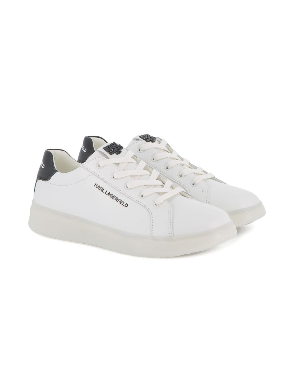 Sneakers in pelle per bambino Karl Lagerfeld Kids bianche con lacci e dettaglio con logo Z30990 10P KARL LAGERFELD KIDS 