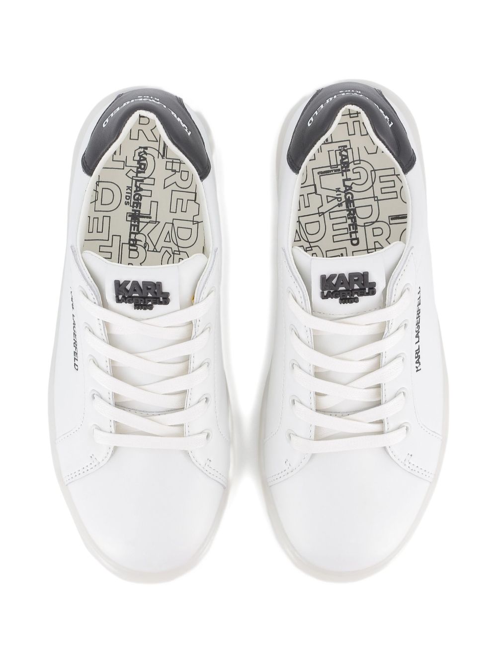 Sneakers in pelle per bambino Karl Lagerfeld Kids bianche con lacci e dettaglio con logo Z30990 10P KARL LAGERFELD KIDS 