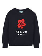 Maglione per bambina Kenzo Kids blu con Boke Flower jacquard K61334 845 KENZO KIDS 