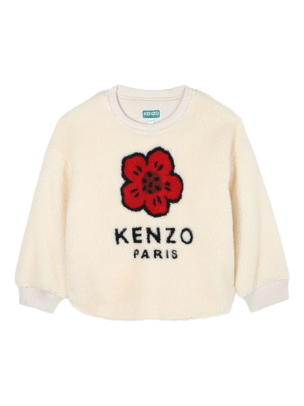 Felpa Boke Flower per bambina Kenzo Kids beige con girocollo a coste K61376 21G KENZO KIDS 