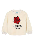 Felpa Boke Flower per bambina Kenzo Kids beige con girocollo a coste K61376 21G KENZO KIDS 