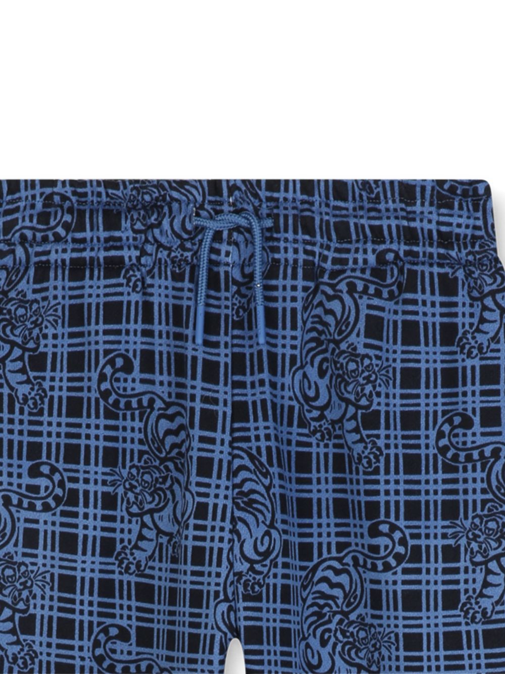 Pantaloni sportivi per bambino Kenzo Kids blu a quadri con stampa Tiger K61406 780 KENZO KIDS 