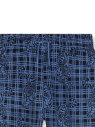 Pantaloni sportivi per bambino Kenzo Kids blu a quadri con stampa Tiger K61406 780 KENZO KIDS 
