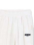 Pantaloni sportivi per bambino Kenzo Kids bianchi con logo ricamato K61411 117 KENZO KIDS 
