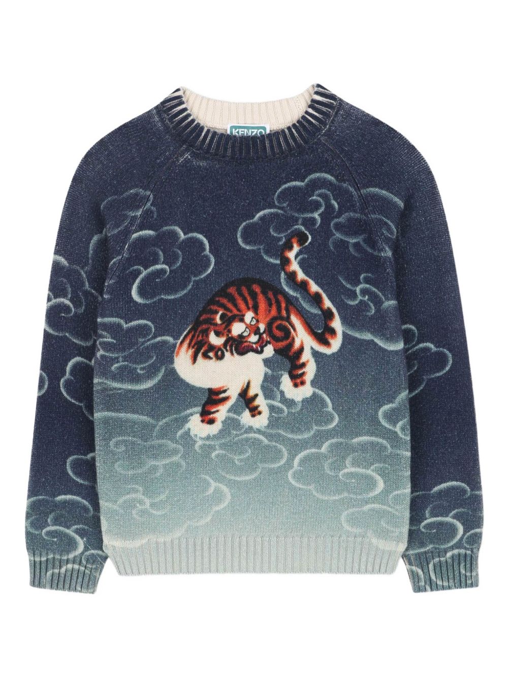 Maglione per bambino Kenzo Kids blu con motivo Tiger K61418 845 KENZO KIDS 