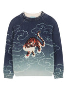 Maglione per bambino Kenzo Kids blu con motivo Tiger K61418 845 KENZO KIDS 