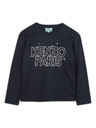 T-shirt per bambino Kenzo Kids blu a maniche lunghe con logo K61436 845 KENZO KIDS 