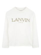 T-shirt per bambina Lanvin Enfant bianco a maniche lunghe con logo N30253 117 LANVIN KIDS 