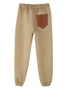 Pantaloni sportivi per bambino Lanvin Enfant beige con applicazione con logo N30299 276 LANVIN KIDS 