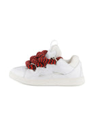 Sneakers Statement per bambini Lanvin Enfant bianche con lacci rossi e neri a contrasto N30306 N89 LANVIN KIDS 