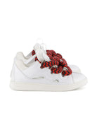 Sneakers Statement per bambini Lanvin Enfant bianche con lacci rossi e neri a contrasto N30306 N89 LANVIN KIDS 