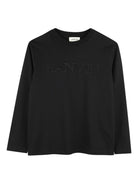 T-shirt per bambino Lanvin Enfant nero con logo ricamato N30321 09B LANVIN KIDS 