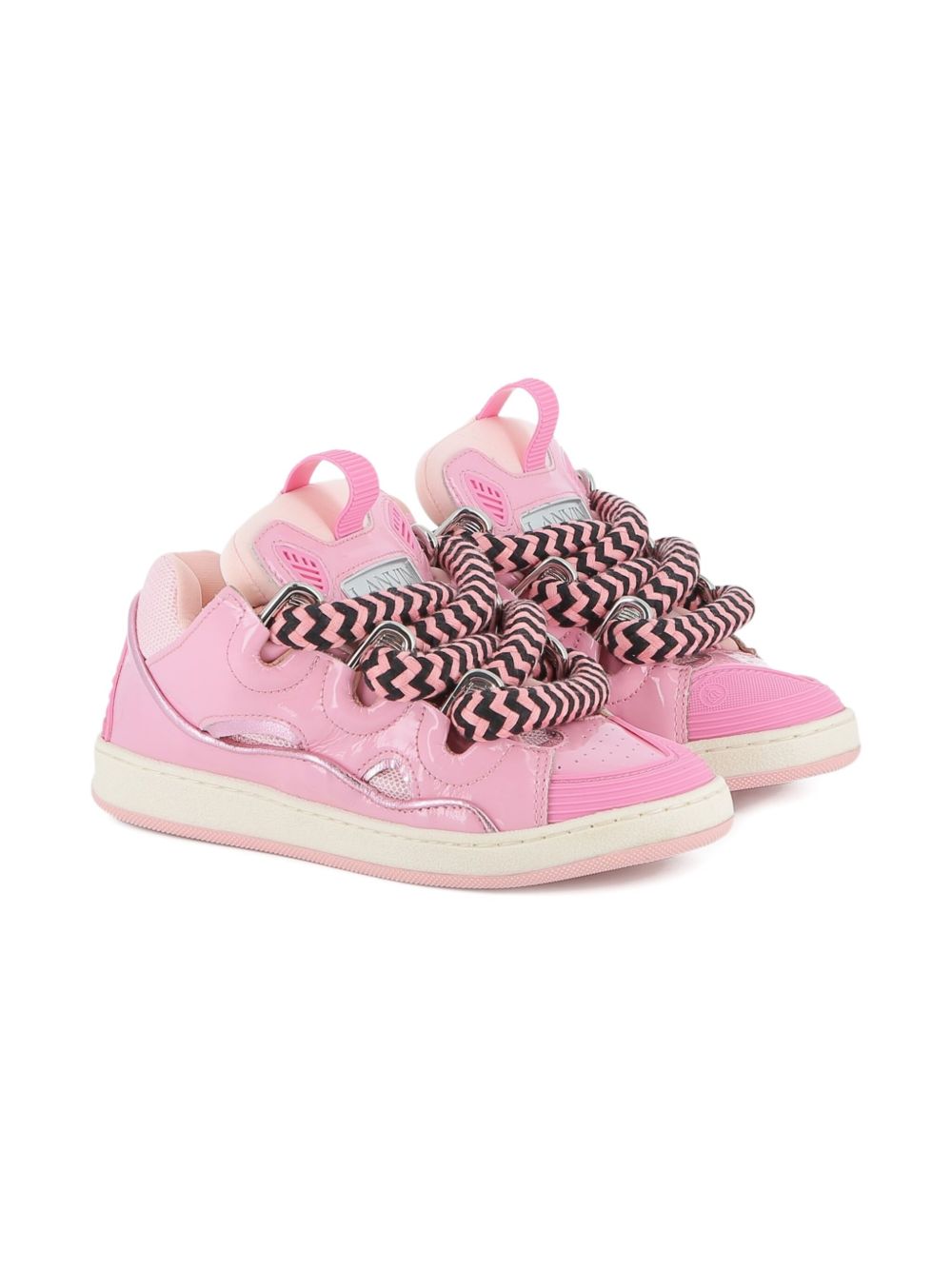 Sneakers per bambina Lanvin Enfant rosa con lacci oversize a zigzag N30327 48N LANVIN KIDS 
