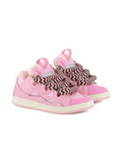 Sneakers per bambina Lanvin Enfant rosa con lacci oversize a zigzag N30327 48N LANVIN KIDS 