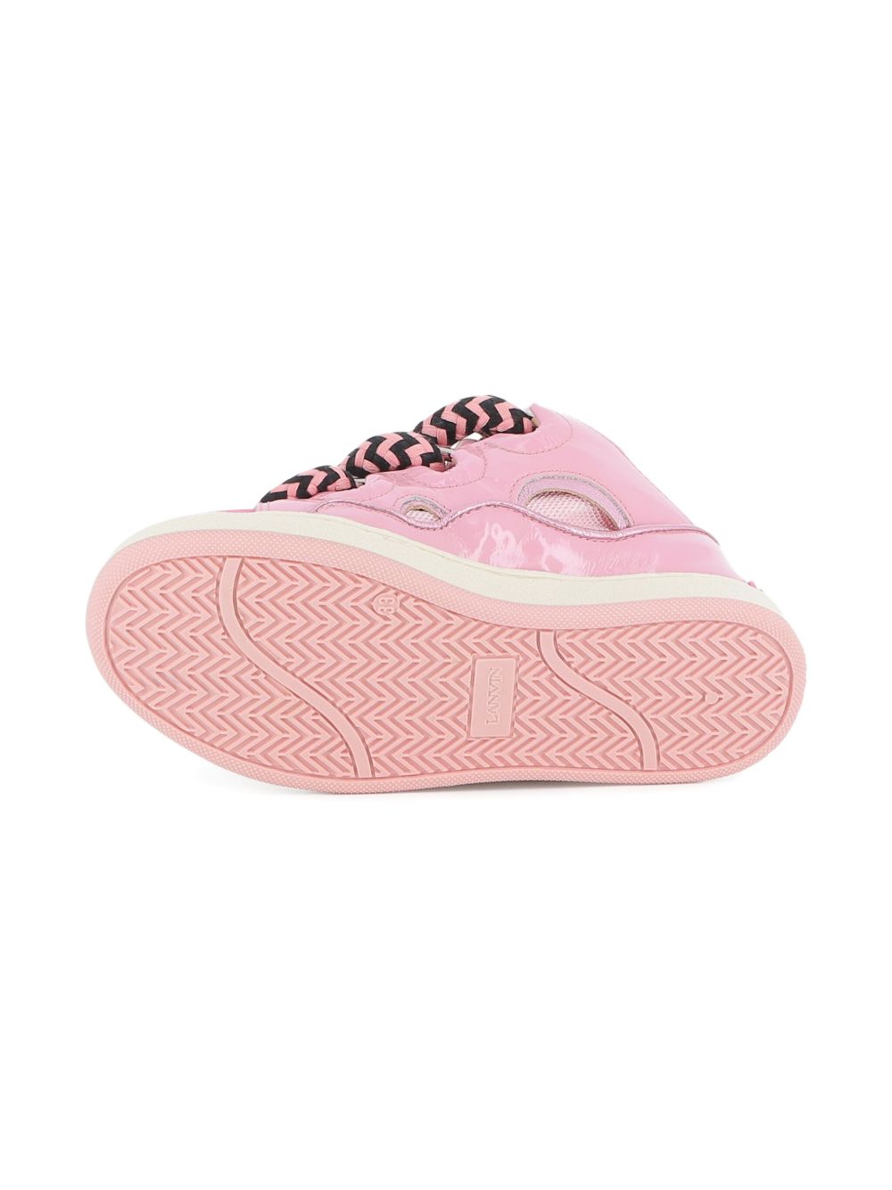 Sneakers per bambina Lanvin Enfant rosa con lacci oversize a zigzag N30327 48N LANVIN KIDS 