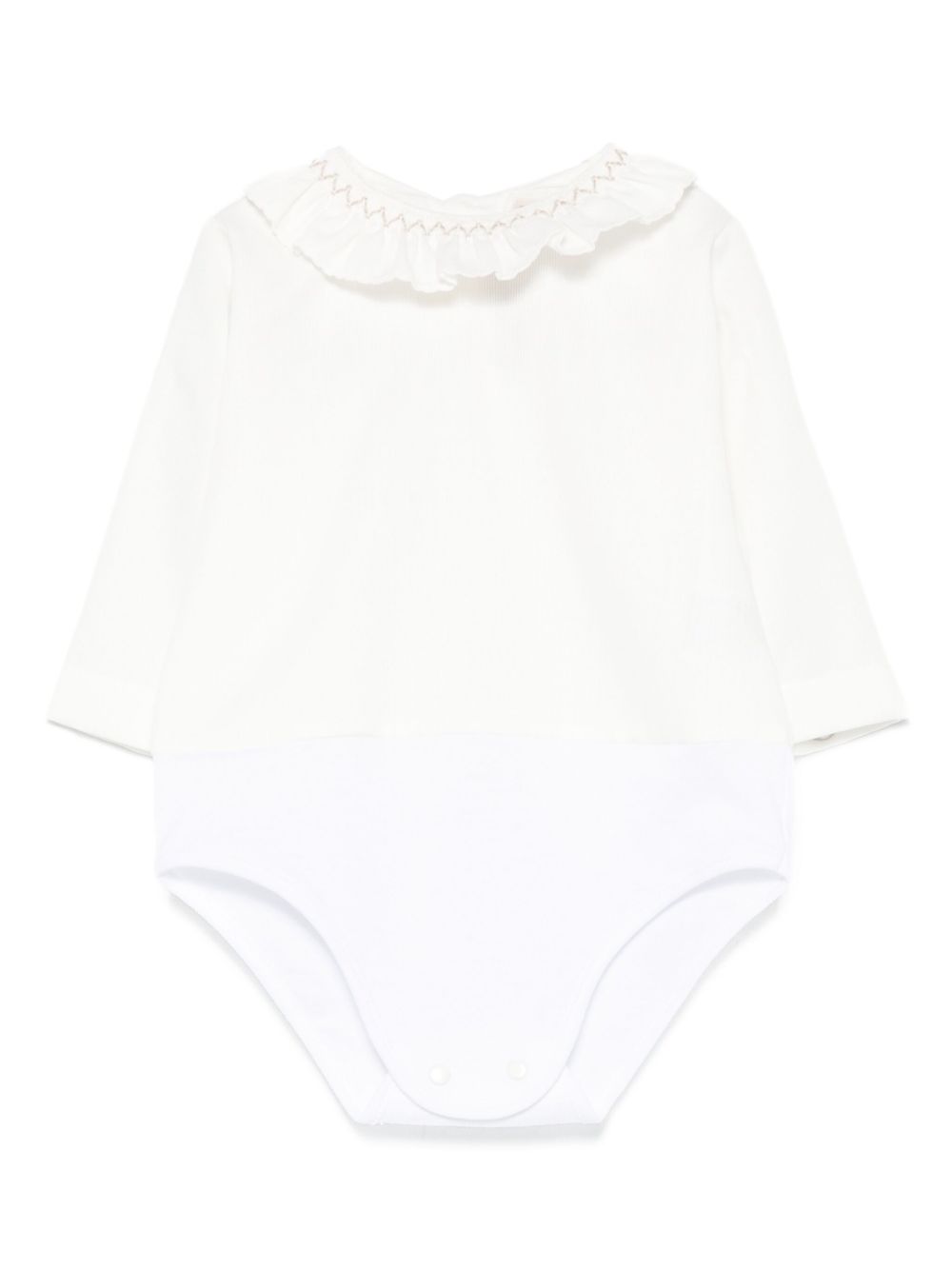 Tutina per neonata La Stupenderia bianca con colletto arricciato 1TBBD00 P02NAT LA STUPENDERIA KIDS 