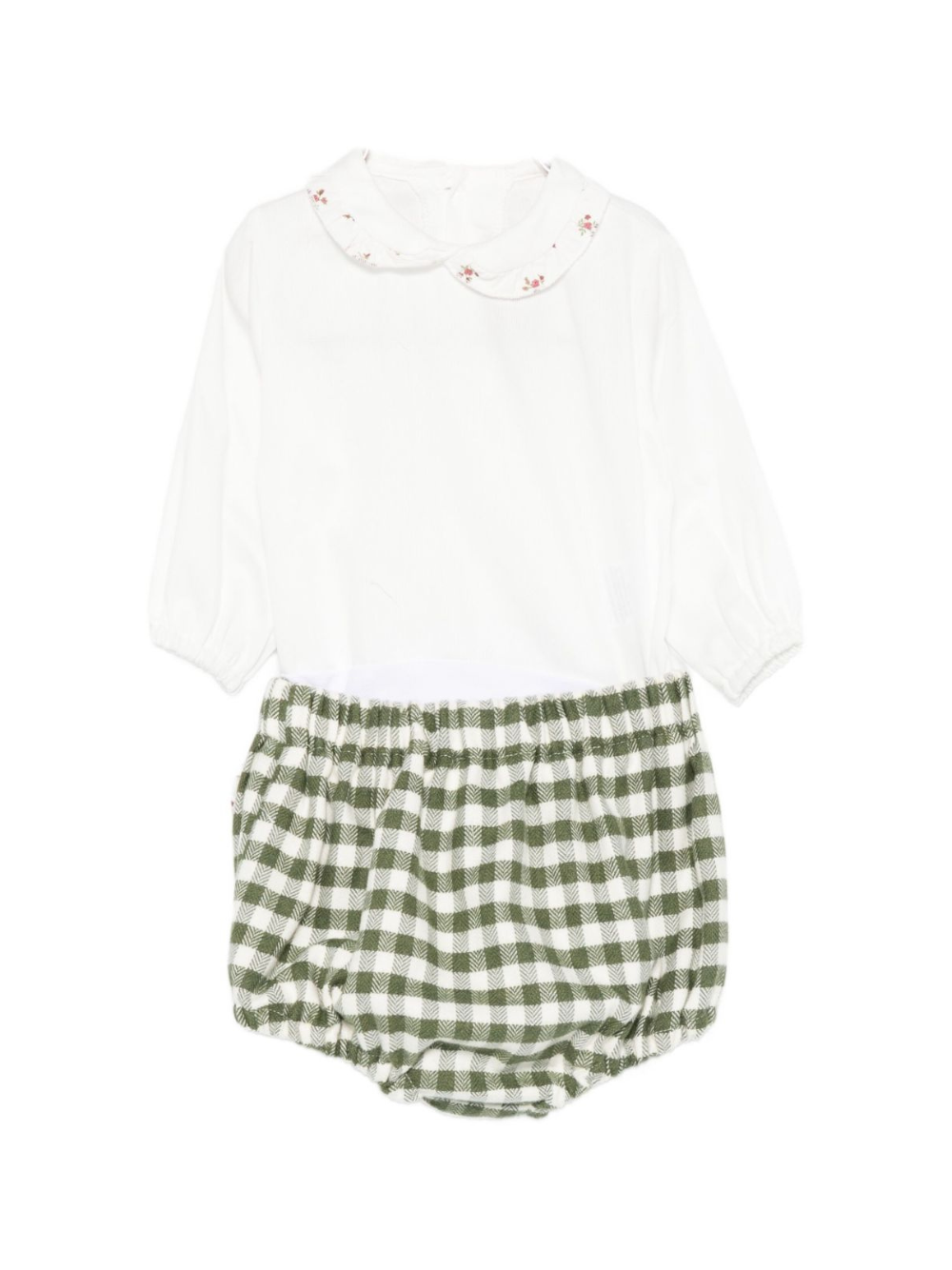 Set t-shirt e shorts per neonata La Stupenderia verde con colletto con dettagli ricamati 1TBCT16 Y07 LA STUPENDERIA KIDS 