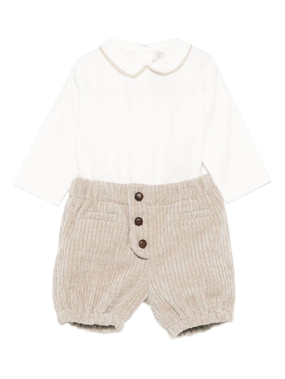 Set t-shirt e pantaloni per neonato La Stupenderia beige con colletto alla Peter Pan 1TBCT23 V20 LA STUPENDERIA KIDS 