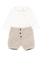 Set t-shirt e pantaloni per neonato La Stupenderia beige con colletto alla Peter Pan 1TBCT23 V20 LA STUPENDERIA KIDS 