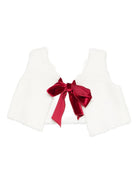 Gilet per neonata La Stupenderia bianco con dettaglio fiocco rosso 1TCGL22 W20 LA STUPENDERIA KIDS 