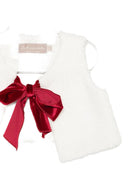 Gilet per neonata La Stupenderia bianco con dettaglio fiocco rosso 1TCGL22 W20 LA STUPENDERIA KIDS 