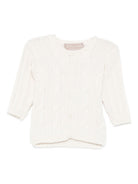 Cardigan per neonata La Stupenderia bianco con maglia a trecce 1WCCRR25 801 LA STUPENDERIA KIDS 