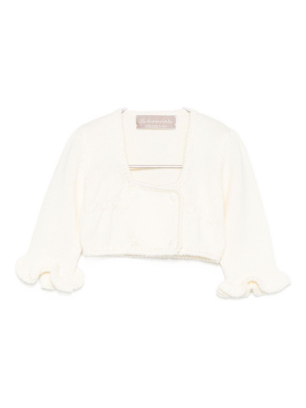 Cardigan per neonata La Stupenderia bianco con polsini arricciati 1WCSC62 802 LA STUPENDERIA KIDS 
