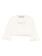 Cardigan per neonata La Stupenderia bianco con polsini arricciati 1WCSC62 802 LA STUPENDERIA KIDS 