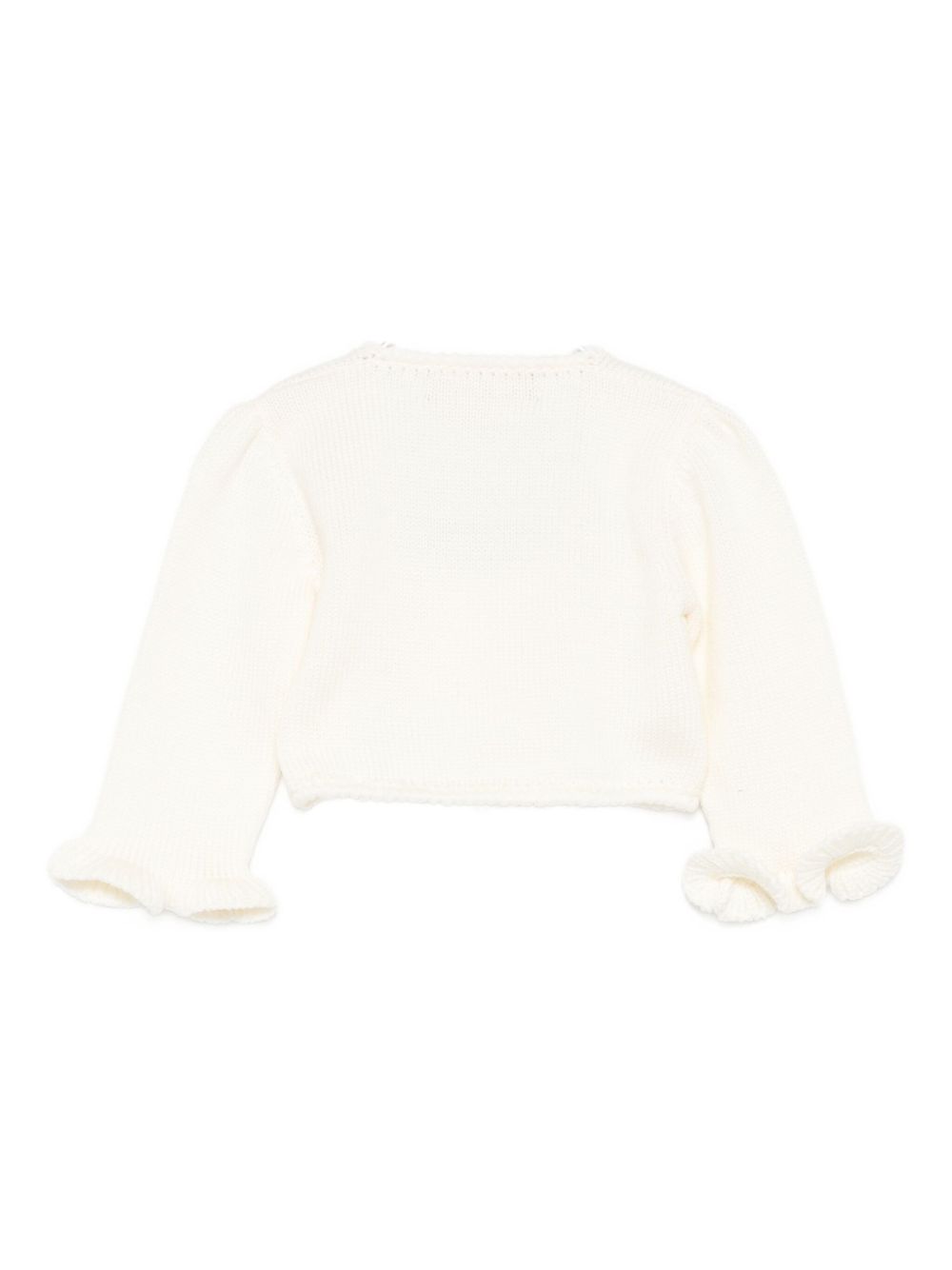 Cardigan per neonata La Stupenderia bianco con polsini arricciati 1WCSC62 802 LA STUPENDERIA KIDS 