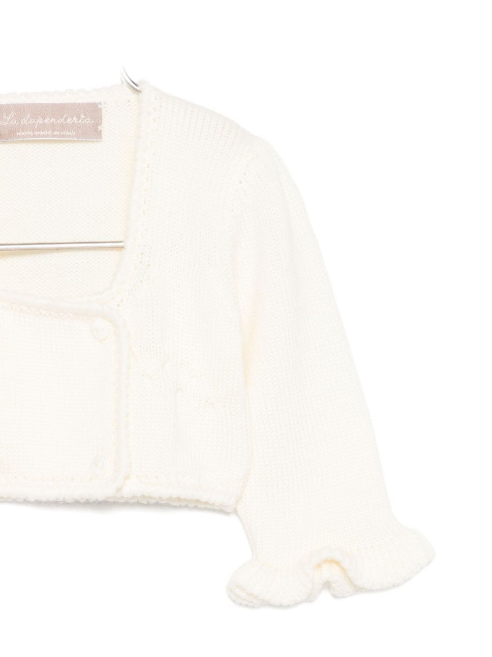 Cardigan per neonata La Stupenderia bianco con polsini arricciati 1WCSC62 802 LA STUPENDERIA KIDS 