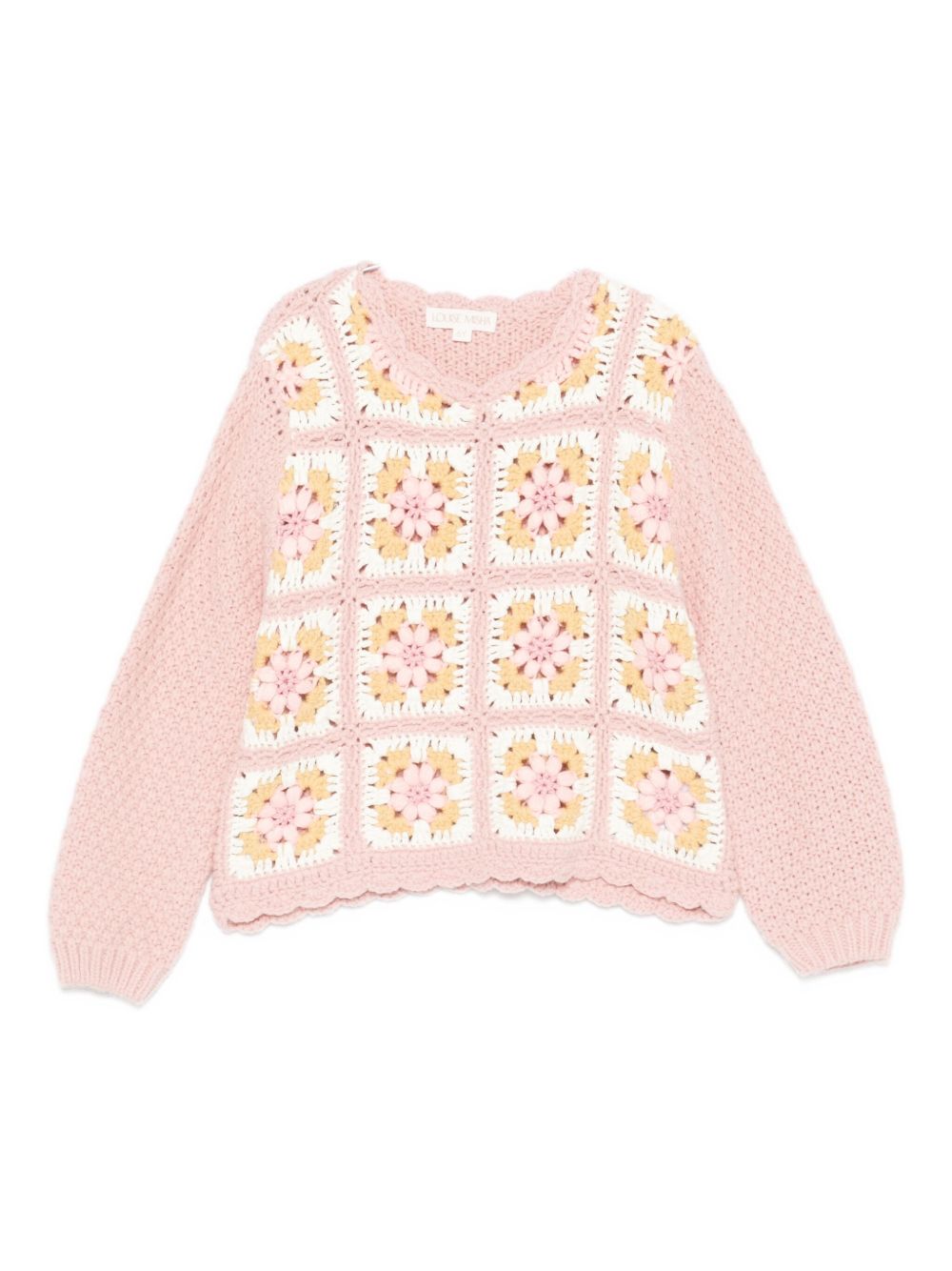 Maglione per bambina Louise Misha rosa con pannelli all'uncinetto GRC-W25-J0072 BLUSH LOUISE MISHA KIDS 